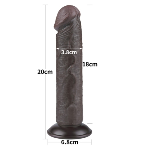 Фалоімітатор реалістичний на присосці коричневий Sliding Skin Dual Layer Dong 8.0 - 2
