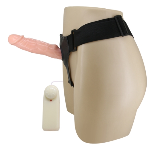 Вибрострапон полый мужской с пультом управления бежевый Baile Vibrating Strap On - 6