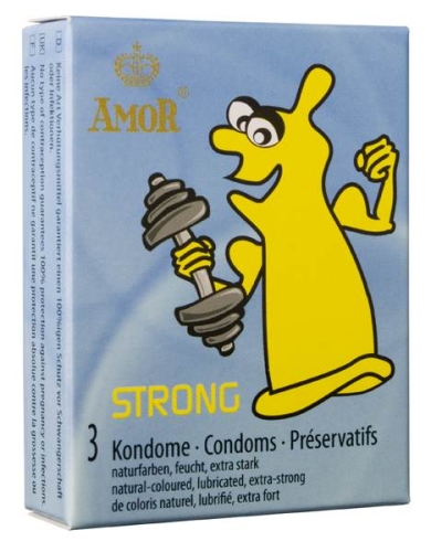 Презервативи міцні з натурального високоякісного латексу Amor Strong 3 штуки - 1