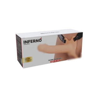 Полый фаллопротез силиконовые бежевый с регулируемыми ремнями Hidden Desire Inferno 