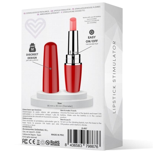 Міні вібратор для клітора у формі помади червоний Latetobed ​​Viblips Lipstick Stimulator Red - 3