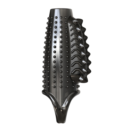 Стимулирующая насадка на член с пупырышками черная Meleon - Dragon Ejaculation Control Sleeve - 5