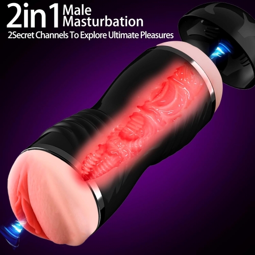 Мастурбатор с двумя входами Ротик и Вагина телесного цвета OYO - Double Pump BLACK YQM-205 BLACK - 5