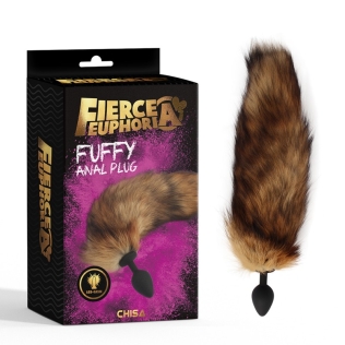Анальная металлическая пробка черного цвета с хвостом Chisa Furry Anal Plug