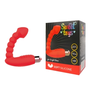 Анальний вібратор зі стимуляцією клітора SWEET TOYS Червоний L 10 см D 19x30 см