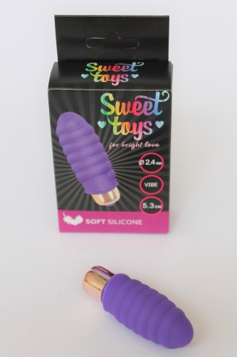 Мини вибратор силиконовый для клитора SWEET TOYS фиолетовый L 5,3 см D 2,4 см со съемной вибропулей - 1