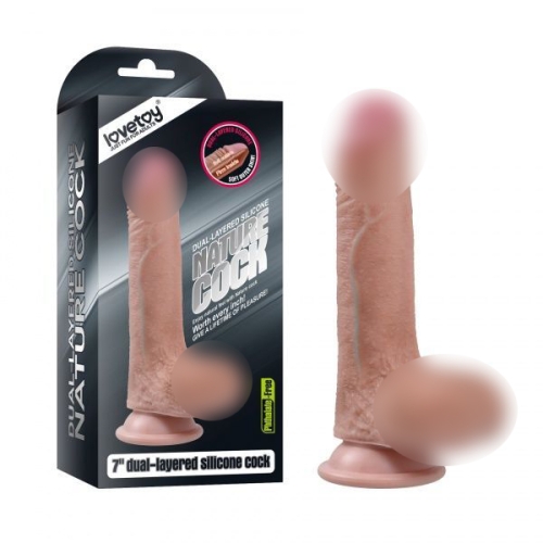 Фалоімітатор силіконовий з яєчками на присоску Lovetoy - 1