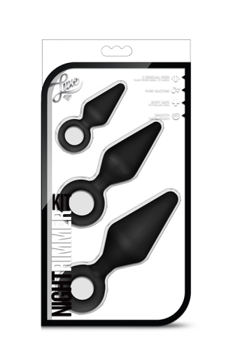 Набор силиконовых анальных пробок черный LUXE WEARABLE NIGHT RIMMER KIT - 2