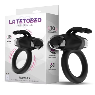 Эрекционное виброкольцо на член черное Latetobed Fermax Vibrating Ring Rabbit