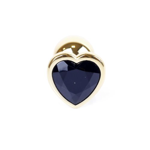 Анальний корок золотистого кольору з чорним камінчиком у формі серця Boss series Jewellery - 5