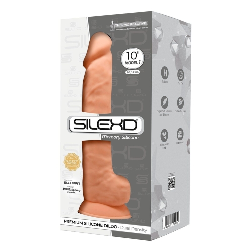 Реалистичный двухслойный фаллоимитатор с мошонкой и на присоске SilexD Arnold Flesh - 4
