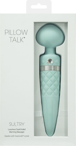 Роскошный вибромассажер с подогревом вибрация и ротация PILLOW TALK - Sultry Teal с кристаллом Сваровски - 13