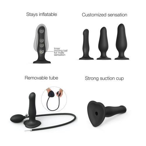 Фаллоимитатор надувной на присоске черного цвета Strap On Me Inflatable Dildo Plug Noir - 2