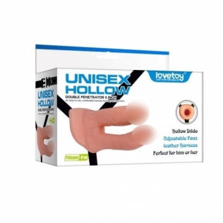 Старпон с двойным проникновением релистичный Lovetoy Unisex Hollow телесный