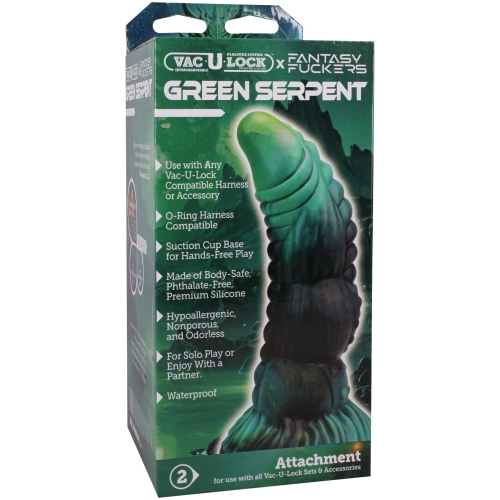 Фентезійний фалоімітатор на присосці зелений Doc Johnson Vac-U-Lock x Fantasy Fuckers Green Serpent - 5
