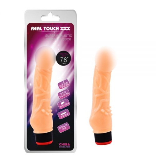 Классический реалистичный вибратор с пупырышками бежевый Chisa 7.8 Vibe Cock - 1