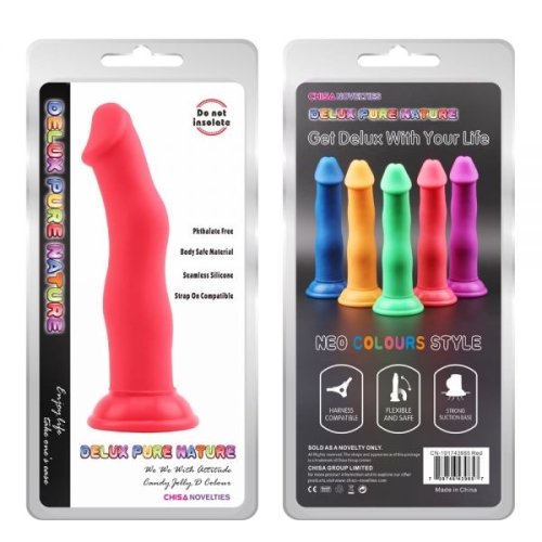 Фаллоимитатор с изгибами на присоске красного цвета Chisa Jolly D - 2