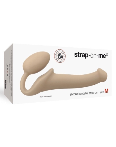 Страпон силиконовый гибкий безременой со стимуляцией клитора и точки G Strap-On-Me Flesh M - 3