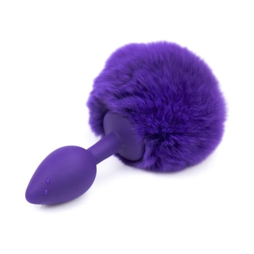 Анальна пробка із силікону з фіолетовим хвостиком Silicone Fur Tail Plug - 1
