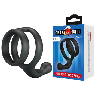 Ерекційне кільце на член силіконове чорне LYBAILE Crazy Bull Yancy