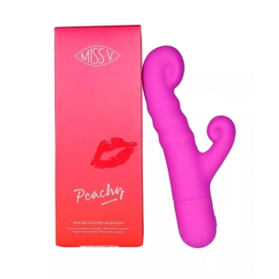 Вибратор для точки G и с отростком для клитора розового цвета Miss V Peachy Pretty