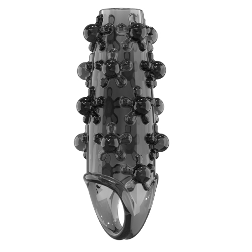 Стимулююча насадка на член із пухирцями чорна Meleon - Orbiting Beads Locking Sleeve - 5