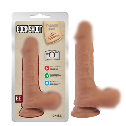 Фалоімітатор реалістичний на присосці бежевого кольору Chisa Cock Shoot - 1
