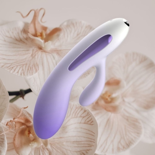 Мини вибратор кролик с цветным светодиодом сиреневый градиент Every Night Toys 7 режимов вибрации - 4