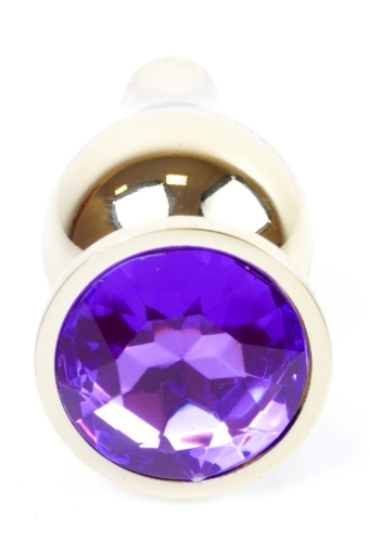 Анальная пробка золотистого цвета с кристаллом фиолетового цвета BOSS of TOYS Jewellery BUTT plug - 2