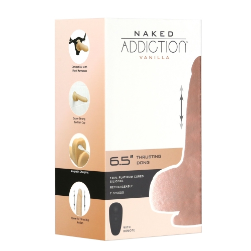 Фаллоимитатор реалистичный на присоске с пульсацией телесного цвета Addiction Naked Thrusting Dong With Remote - 8