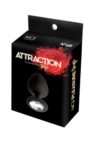 Анальная пробка силиконовая черная с бесцветным кристаллом MAI Attraction Toys №47 - 3