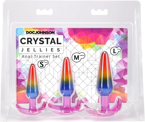 Набор анальных пробок разноцветных Doc Johnson Crystal Jellies - Anal Trainer Set - 8