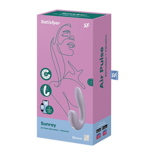 Силіконовий вакуумний вібромасажер для клітора і точки G фіолетовий Satisfyer Sunray - 5