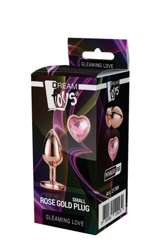 Анальная пробка золотистая с розовым камнем в виде сердечка 7,1 х 2,7 см Dream Toys Gleming Love - 2