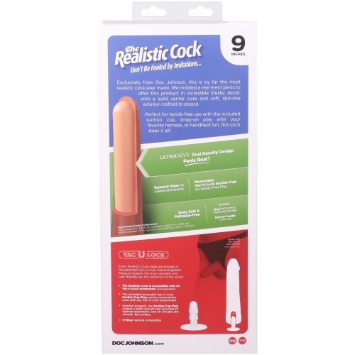 Фалоімітатор реалістичний на присосці тілесний Doc Johnson The Realistic Cock ULTRASKYN - 9 Inch Vanilla - 11