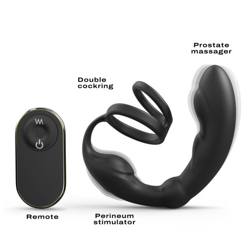 Вібромасажер простати з ерекційним кільцем чорного кольору Dorcel P RING - 1