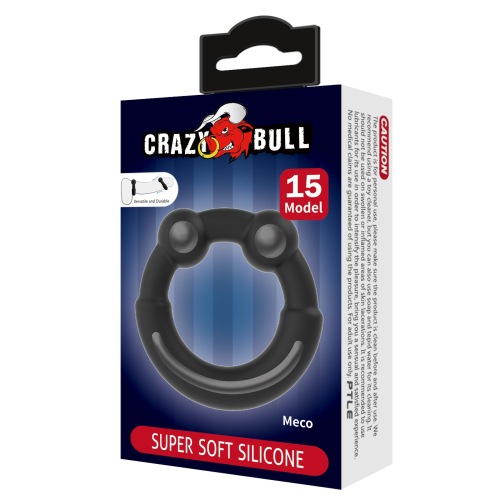 Ерекційне кільце на член чорного кольору Lybaile Crazy Bull №15 Meco - 7