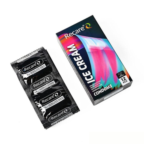 Презервативы с пупырышками аромат мороженое Recare Ice Cream Big Dotted Condoms Holographic 12 штук - 2