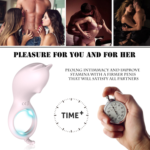 Кільце ерекційне зі стимуляцією клітора CORA силіконове 9 режимів вібрації d 3,3 см / 2,9 см - 4
