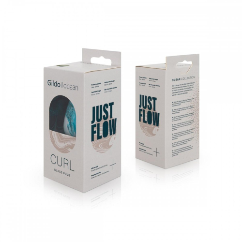 Анальна пробка скляна блакитного кольору Gildo Ocean Curl Glass Butt plug - 7
