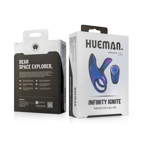 Ерекційне віброкільце на член з пультом ДУ фіолетове Hueman Infinity Ignite Vibrating Cock Ring - 9