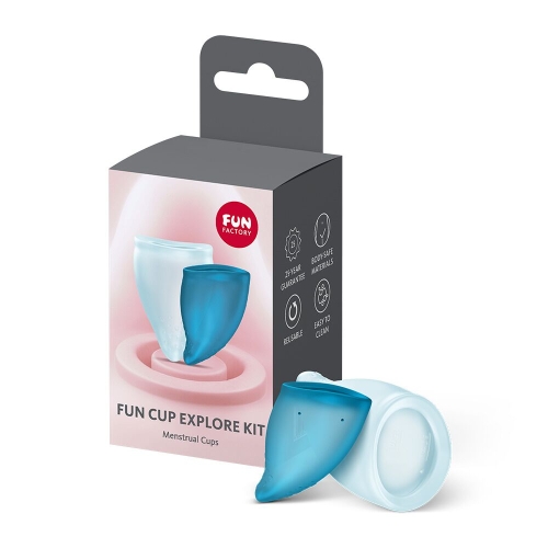 Набор менструальных чаш на 20 и 30 мл голубая и бирюзовая Fun Factory FUN CUP EXPLORE KIT 2 штуки - 6