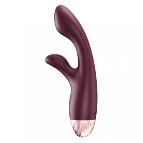 Вібратор з подвійним двигуном вагінальний з відростком для клітора бордового кольору Cnt Dual Fantasy - 2