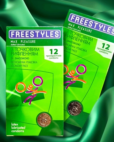 Презервативи з точковим рифленням FREESTYLES №12 Max Pleasure з пролонгуючим ефектом Фрістайлс - 1