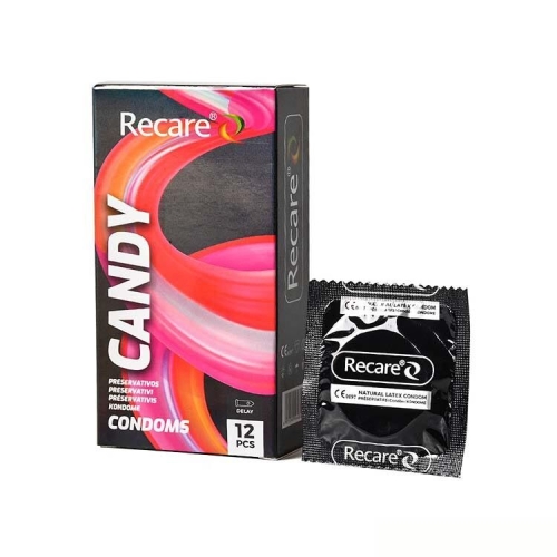 Презервативи пролонгуючий ефект цукерковий аромат Recare Delay Candy Condoms Holographic 12 штук - 1
