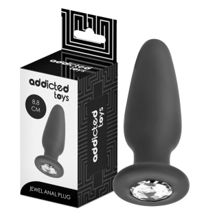 Анальная пробка силиконовая черная с камушком Addicted Toys Anal Plug Jewel Silicone 90 мм