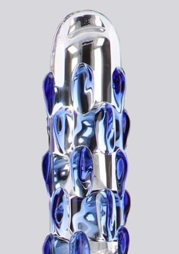 Фалоімітатор скляний з прозорим рельєфом з блакитним Toy Joy Diamond Dazzler - 2