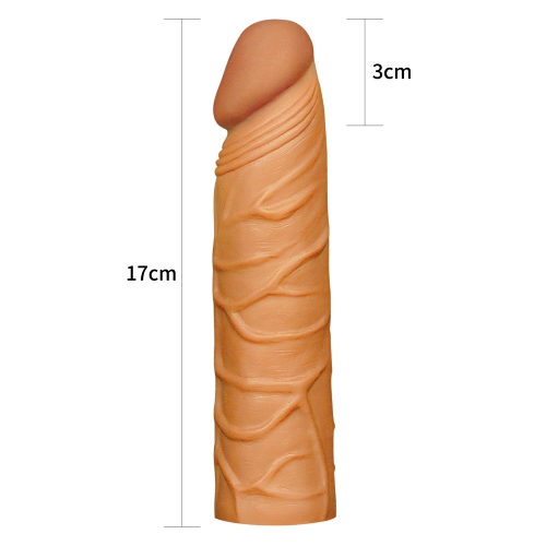 Насадка на член, що подовжує реалістична світло-коричнева Lovetoy - 5