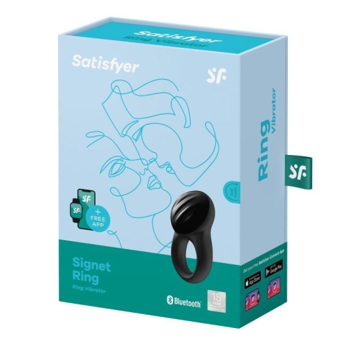 Эрекционное смарт виброкольцо для пениса черное Satisfyer Signet Ring - 5