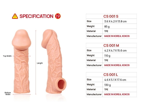 Насадка на член реалистичная с отверстием для мошонки телесного цвета Kokos Cock Sleeve CS 001 размер L - 5